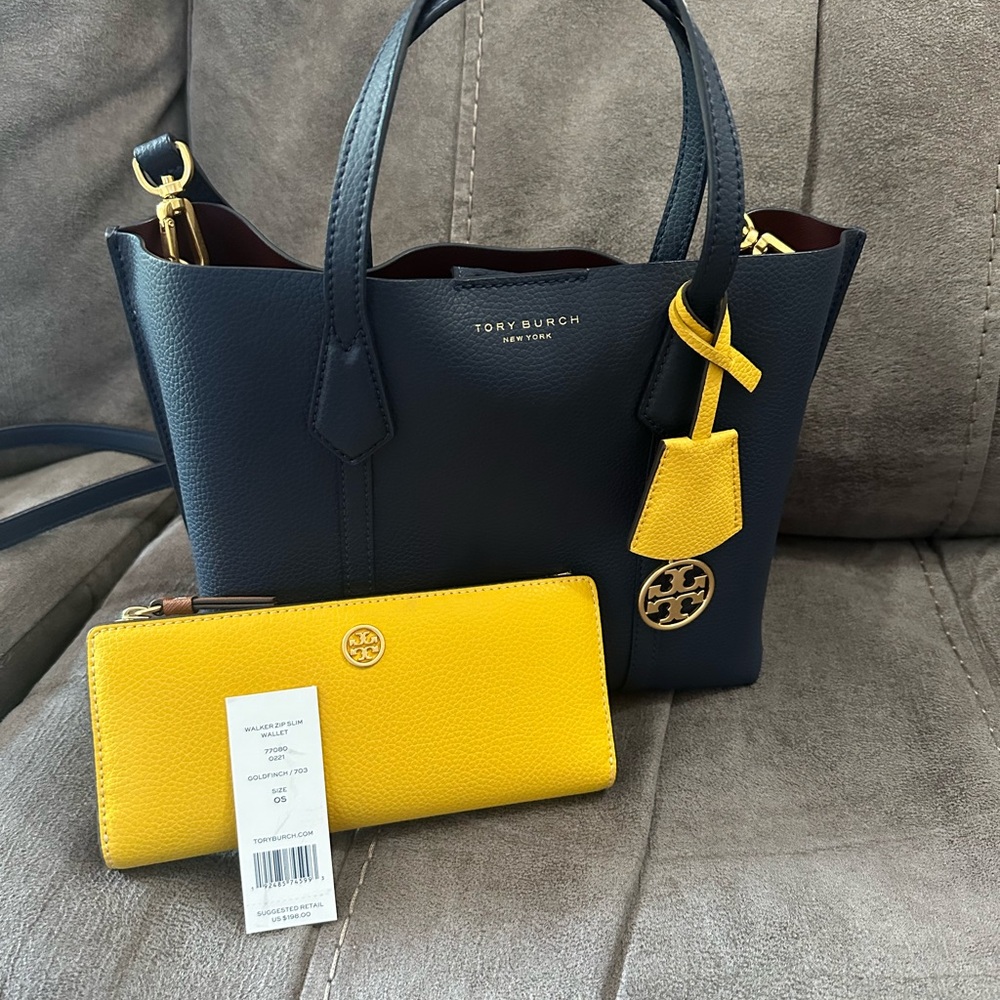 Tory Burch Navy and Yellow Women's Bag Set